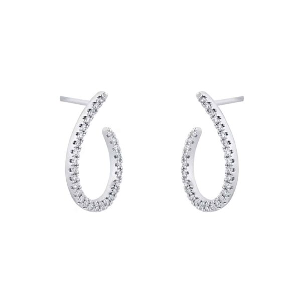 9ct White Gold 0.25cttw Diamond Open Hoop Earrings - Image 3